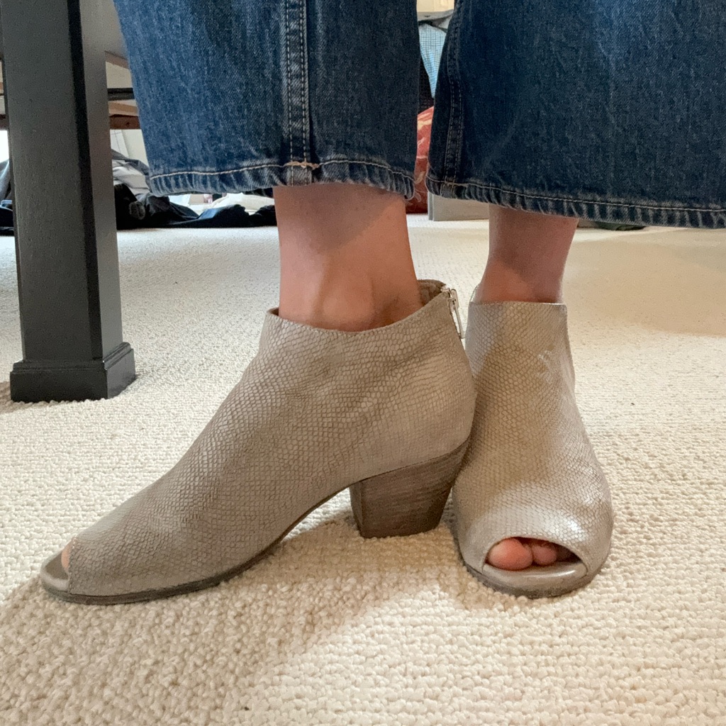 Officine Creative Women Adele Open Toe Gray Snakeskin Boots Size 37